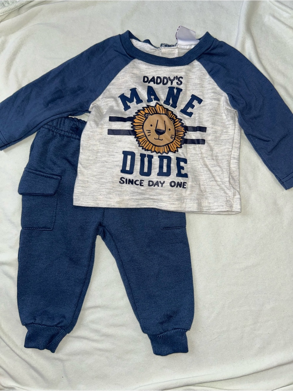 Cute Lion 'Daddy's Mane Dude' Navy & Heather Gray Set